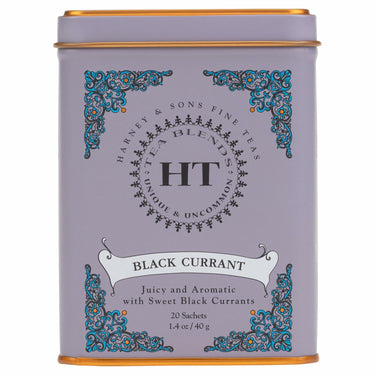 Harney & Sons Caffeinated Tea Tin Sachets, Black Currant, 20 Count